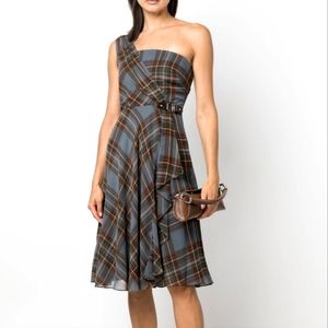 NWT LAUREN Ralph Lauren One Shoulder Georgette Cocktail Dress